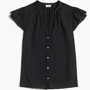 Ruffle-sleeve Camp Shirt